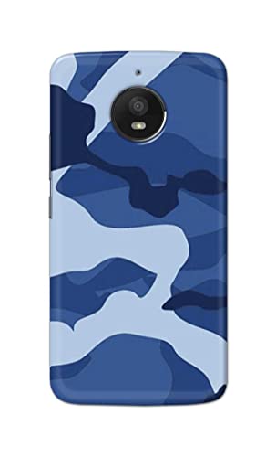 Image of Printed Hard Back Cover Case for Motorola Moto E4+ Plus Back Cover (Army Blue Pattern) -203