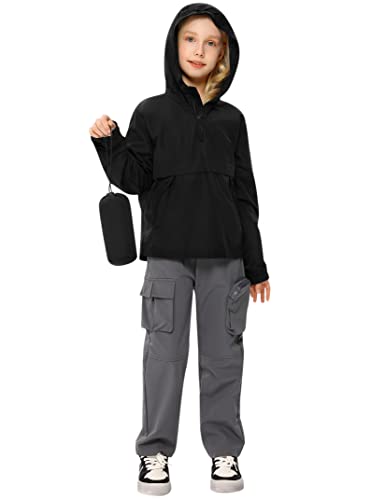 Lionjie Boys Girls Packable Rain Jacket Lightweight Waterproof Hooded Raincoats Windproof Size 3-12Y #TOP3