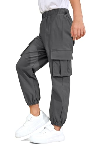 Unisex Kid Boys Fall Cargo Pants Elastic Waist with Pockets Lounge Joggers Trousers for Girl