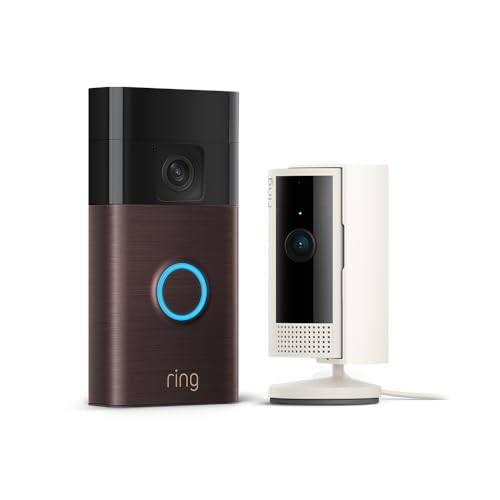 Ring Akku-Videotürklingel (Venezianische Bronze) + Ring Innenkamera Sternenlicht | WLAN-Videotürklingel-Sicherheitskamera, Selbstinstallation (in 5 Minuten) | mit eingebautem Akku I Privatsphäre-Einstellungen