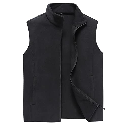 Herren Fleeceweste, Leichte Polarwesten, äRmellose Jacken Weste Mit Taschen Warme Oberbekleidung FüR Den Winter (Schwarz,3XL) Cover