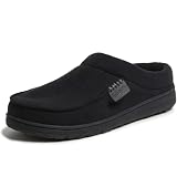 Dearfoams Mens Brendan Indoor/Outdoor Breathable Memory Foam Clog House Shoe With Wide Widths Slipper, Black Perforated, Large US