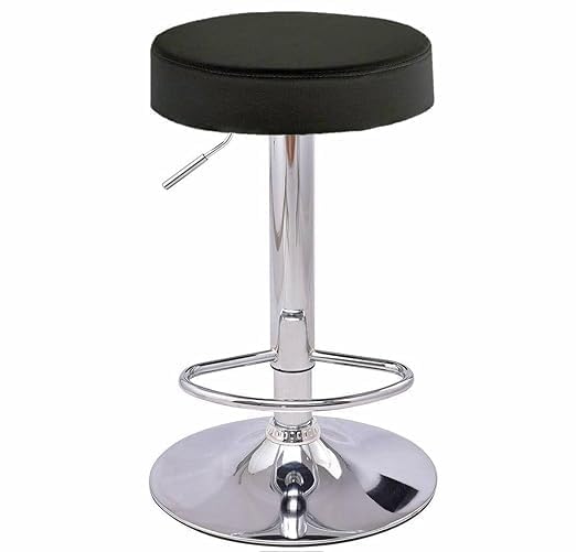 Image of NGFC High Bar Stool | Counter Stool for Kitchen, Office, Bar, Shop, Restaurant | Leatherette Upholstery | Black Finish with Chrome Base | Modern Design & Durable Build
