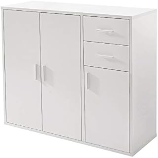 Panana Sideboard Storage Cupboard Cabinet Unit with Doors and Drawers Living Room Bedroom Furniture White