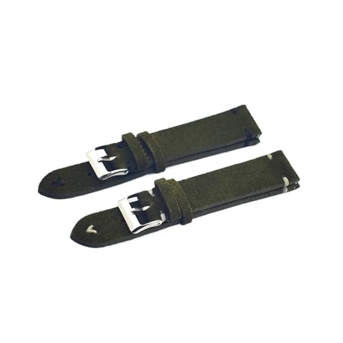 Correa de ante verde de 20mm transpirable y flexible para reloj 3