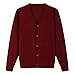 HILEELANG Kids Boy Girl School Uniform Cardigan Sweaters Wine Red V-Neck Basic Solid Button Knitted Cardigan Size 7