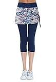 HonourSport Women Cropped Golf Active Skorts Leggings Side Drawstring Running Capri Skirt