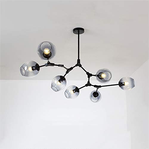 Lustre moléculaire LED en verre bleu dégradé, luminaire vintage haut de gamme