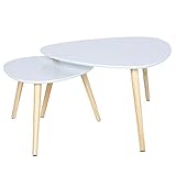 2 Größen im Set Wonderhome Satztisch 2er Set Couchtisch Weiß,kandinavische Couchtische,Runder Beistelltisch (1)