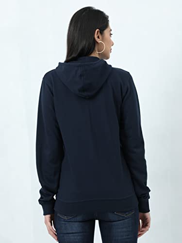 Image of Wafaa Women's Cotton Plain Hooded Neck Full Zipper Sweatshirt Hoodies with Kangaroo Pocket