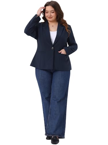 Agnes Orinda Blazers for Women Plus Size Long Sleeve Notched Lapel Work Business Casual Outfits Suit Jackets Blazer3