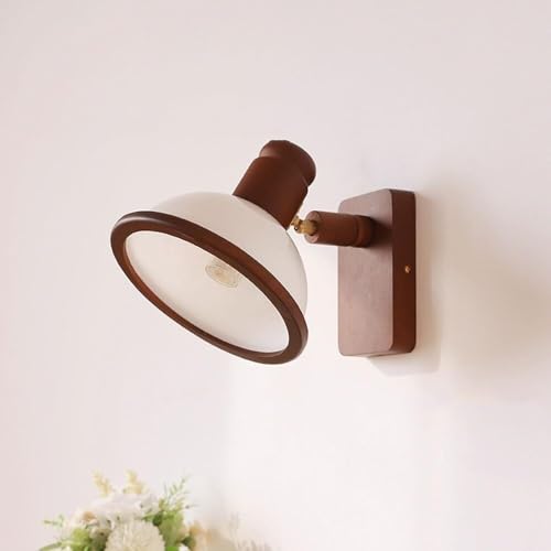 Aplique de pared orientable de madera y vidrio lechoso para dormitorio 4