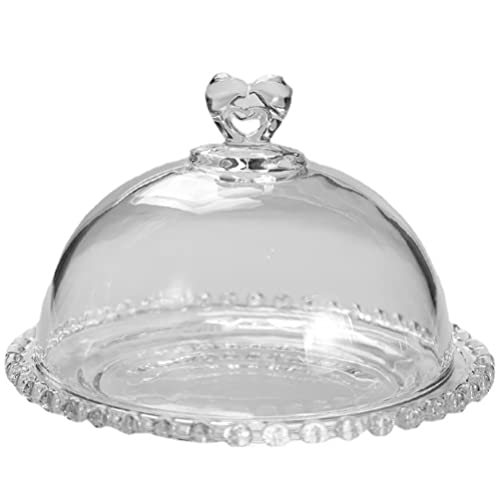 Bandeja de frutas de vidrio para tartas con soporte para tartas de cúpula con cubierta de campana de campana, plato de servir para mesa, fiesta, entretenimiento, bandeja de vidrio