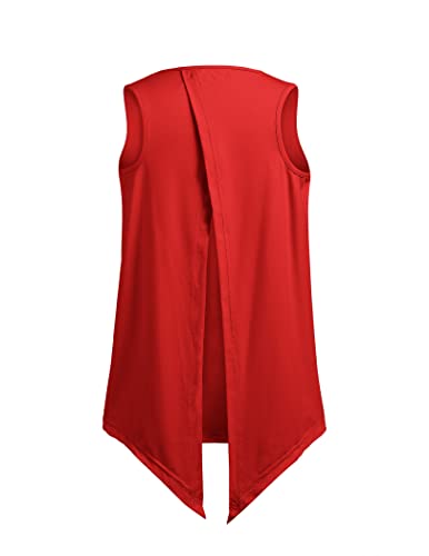 Image of Zaclotre Girls Athletic Tank Tops Open Tie Back Sleeveless Workout Shirts | Kids Sport Shirt 5-14Y, Stretchy, Lightweight, Quick-dry, Open Back, Tie Back, Dance, Tennis, Outdoor, Daily Wear