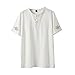 WXHN Ropa de talla grande para hombre, camisetas de lino de estilo chino, camiseta de manga corta grande con cuello en V para verano, camisetas para hombre