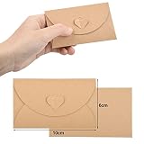 Pinsheng Koperty z papieru typu kraft, 100 sztuk, koperty z zamknięciem w kształcie serca, papier typu kraft, koperty, koperty w stylu retro, kartki prezentowe, koperty na kartki z życzeniami, kartki urodzinowe