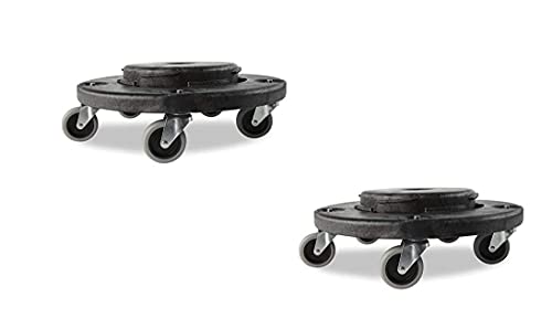 Image of Rubbermaid Commercial Products Brute Twist on /Off Round Dolly, Black, Use with BRUTE Trash Can, Pack of 2