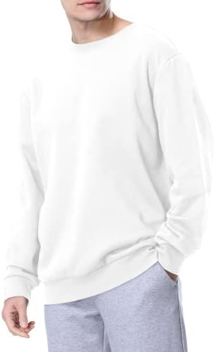BEARTALON Men's Sweatshirt Anti-Static Micro Fleece Pullover Sweatshirts Soft Cotton Crewneck Tops for Men Size S-3XL white xxl