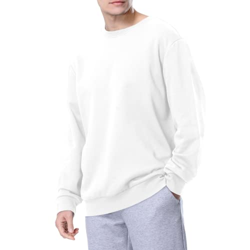 Beartalon Men's Sweatshirt Anti-Static Micro Fleece Pullover Sweatshirts Soft Cotton Crewneck Tops For Men Size S-3Xl White Xxl #TOP2