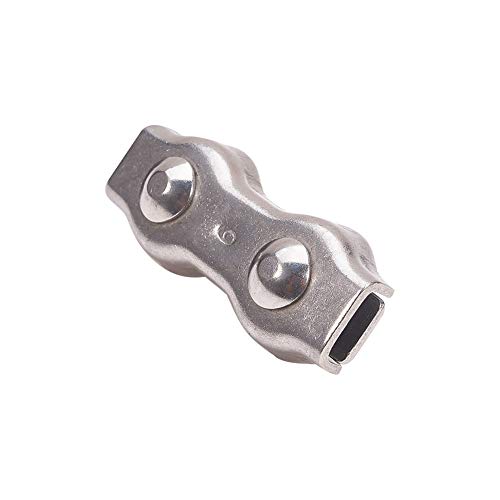 MroMax ワイヤークリップケーブルクランプ シングルワイヤーロープ ワイヤークリップ ケーブルクランプ ダブル クリップ ケーブル クランプ 板型ワイヤークリップ 304ステンレス鋼 シルバートーン M6 長さ60mm 内幅25mm 1個入り