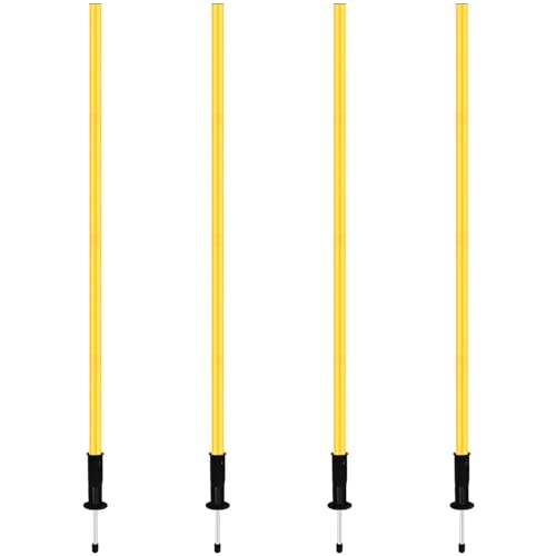 Rainmae Slalomstangen Fussball Set Slalom Poles 4 Slalom Stangen mit Federgelenk Sprunghafte für Koordinationstraining, Slalom, Fußball, Hundesport Gelb 150 cm