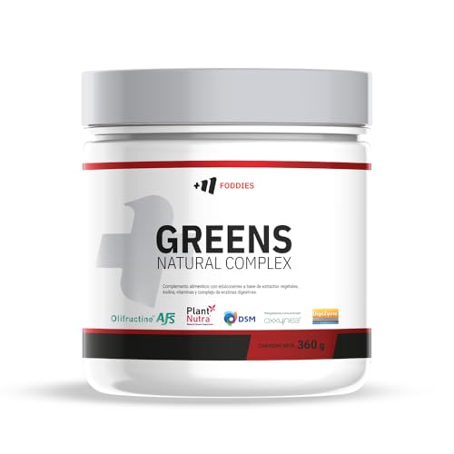 FOODIES MM Supplements - Greens Natural Complex 360g - SuperFood con Vitaminas y Enzimas Digestivas - Vitamina C - Extracto de Frutas - Alimentación Saludable Sin Lactosa - Sabor Kiwi Manzana