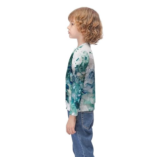 Green And Blue Glitter SparklesChildren's Casual Pullover Sweatshirt Loose Fit9-11Y3
