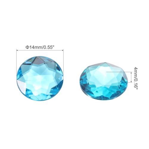 Image of MECCANIXITY Flat Back Round Acrylic Rhinestones,14mm Cyan Blue Flatback Crystal Rhinestones for Crafts Clothes Shoes DIY Decoration Gifts 50Pcs