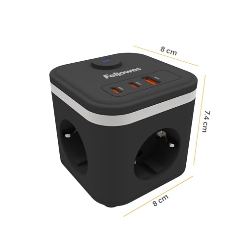 Tomas 3 tomas Fellowes con conectores USB-C para ahorrar espacio 5