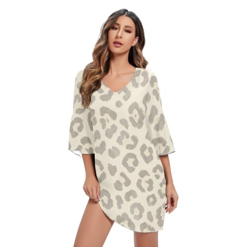 Robe trapèze gris léopard en mousseline pour vos soirées