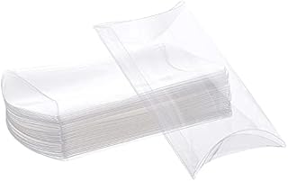 BENECREAT 30PCS 14x9x3cm Clear Plastic Pillow Favor Box PVC Candy Treat Gift Box for Chrismas Wedding Birthday Party Gift Packing Box