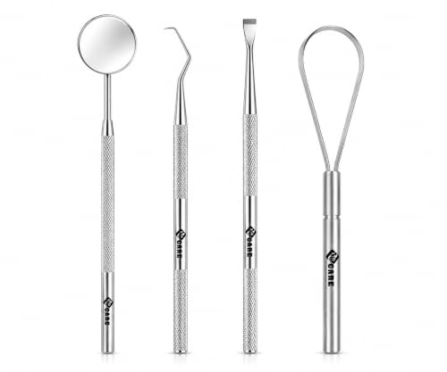 Kit d’Hygiène Buccale avec Miroir – Accessoires de Nettoyage des Dents en Acier Inoxydable – Set de Soins Personnels pour Usage Quotidien avec gratte-langue (4 Pièces) – vue 2