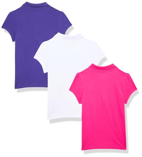 The Children's Place,Girls,Multipack Short Sleeve Ruffle Pique Polos,Aurora Pink/Regal Violet/White 3-Pack,XX-Large3