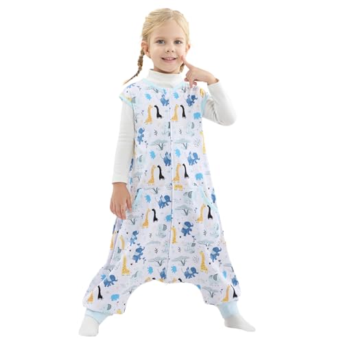 Image of WONDAY Toddler Sleep Sack with Feet, 0.5 Tog Sleeping Sacks for Walking with Legs 12-18 Months 2T 3T 4T 5T (Giraffe, 2-3T)