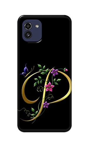 Image of Printed Hard Back Cover Case for Samsung Galaxy A03 Back Cover (Alphabet P) -1803