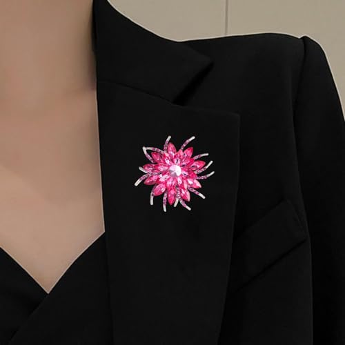 Image of Rhinestone Sunflower Brooch Pin for Women Red Black Purple Large Flower Broochs Snowflake Brooch Marquise Wreath Brooches Jewelry
