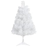 CCINEE 2Ft Artificial Christmas Tree, White Mini Tabletop Xmas Tree with Plastic Stand 80 Branches Tips for Christmas Party Supplies Home Indoor Decoration