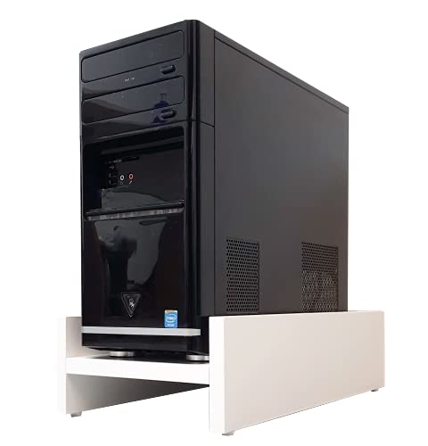 Henor Soporte Madera FSC® CPU Ordenador 25x45x12 Cm Elevador CPU Blanco