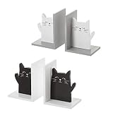 Material: madera D,casa - Sujetalibros Original Infantil Blanco o Negro Gatitos - Blanco