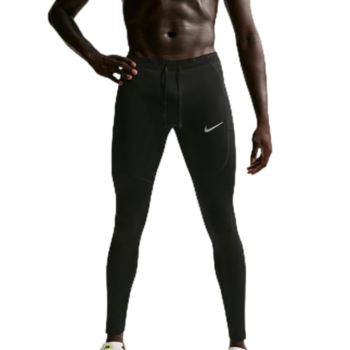 Nike Leggings DF Stride para Hombre, Negro/Plateado Reflectante, L