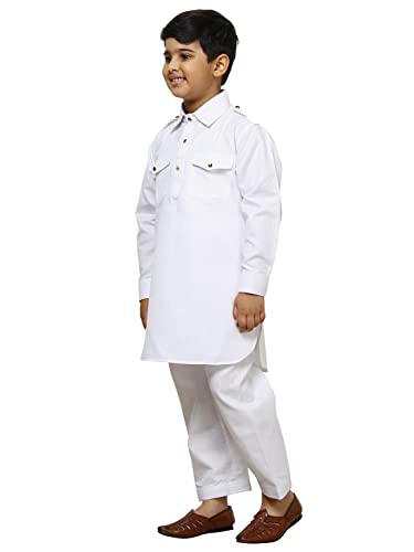 Image of Pro-Ethic Style Developer Kids Ethnic Wear Cotton Pathani Suit for Boys|Plain Kurta Pajama