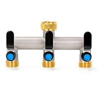 OPERMAXER 4-weg waterdispenser, verlengde handgreep, 3/4 inch messing waterdispenser met afzonderlijke afsluitkranen, 4 dispensers 3/4 inch 1/2 inch adapter voor OPERMAXER 4-weg waterdispenser, verlengde handgreep, 3/4 inch messing waterdispenser met afzonderlijke afsluitkranen, 4 dispensers 3/4 inch 1/2 inch adapter voor