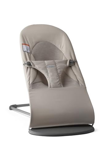 BabyBjörn Bouncer Balance Soft, Tri-Fabric, Sand Grey | 2-in-1 Ad...