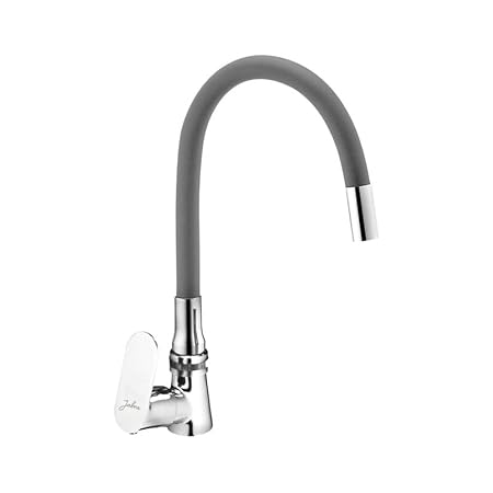 JABRA Opal Sink Swan Neck Faucet, Flexible Silicone Swivel Spout Deck Wall Mounted Tap for Kitchen/Bathroom/Wash-Basin | Fast Water Flow, Stylish, Modern Design, Chrome Finish-Matt Grey, Home Items