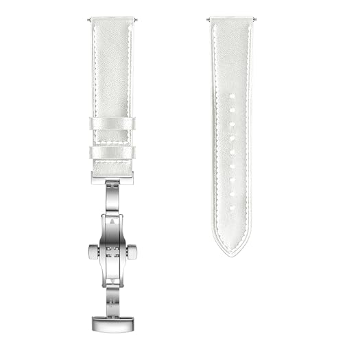 Image of ACM Watch Strap 20mm compatible with Compaq Q Watch Smartwatch | Luxury Leather Clasp Lock Belt Band
