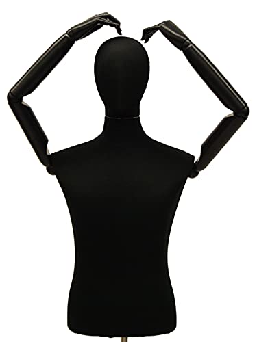 (JF-33M02ARM+BS-WB02T) ROXYDISPLAY Display Male Body Form with arms & Cast Iron Black Caster Base