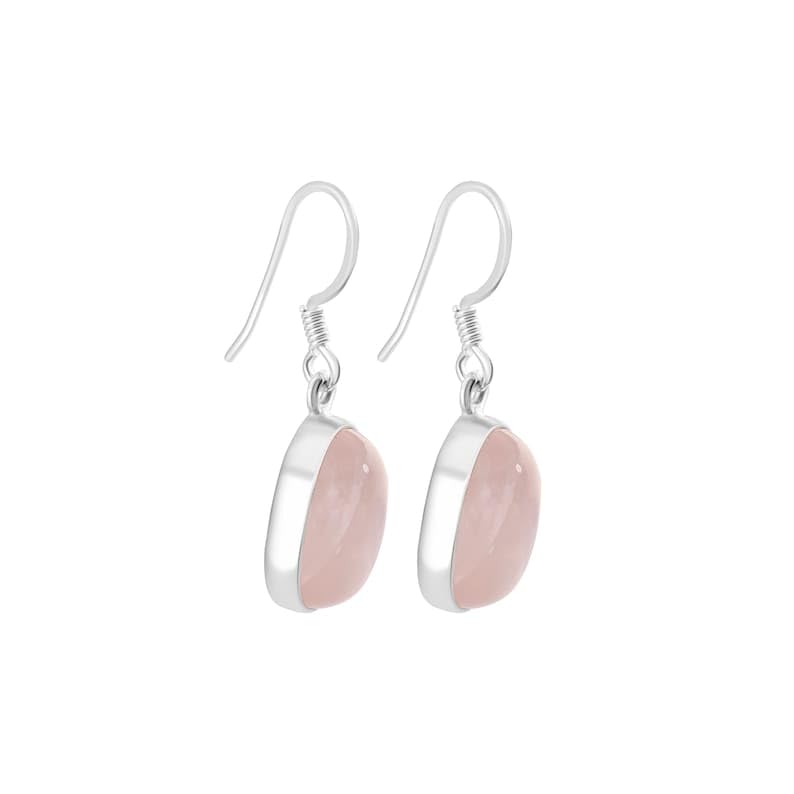 Boucles d'oreilles quartz rose naturel, le cadeau idéal en argent 925 pour elle