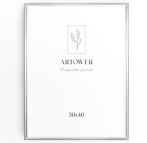 Artower® Cornice Foto in Alluminio Argento 30x40 cm | Cornice 30x40 Grande per Foto, Disegni per Bambini, Diplomi e Poster | Decorazione da Parete per Soggiorno, Camera da Letto e Casa