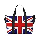 Travel Duffel Bag for Women&Men, UK Flag Print Weekender Carry-On Bags, Sports Gym & Overnight Luggage Tote