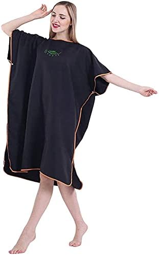 miuline Changing Towel Poncho with Hood Quick Dry Swim Drying Robe Microfibre Beach Towel for Adults Womens Men One Size Fit All (black) - Image 3